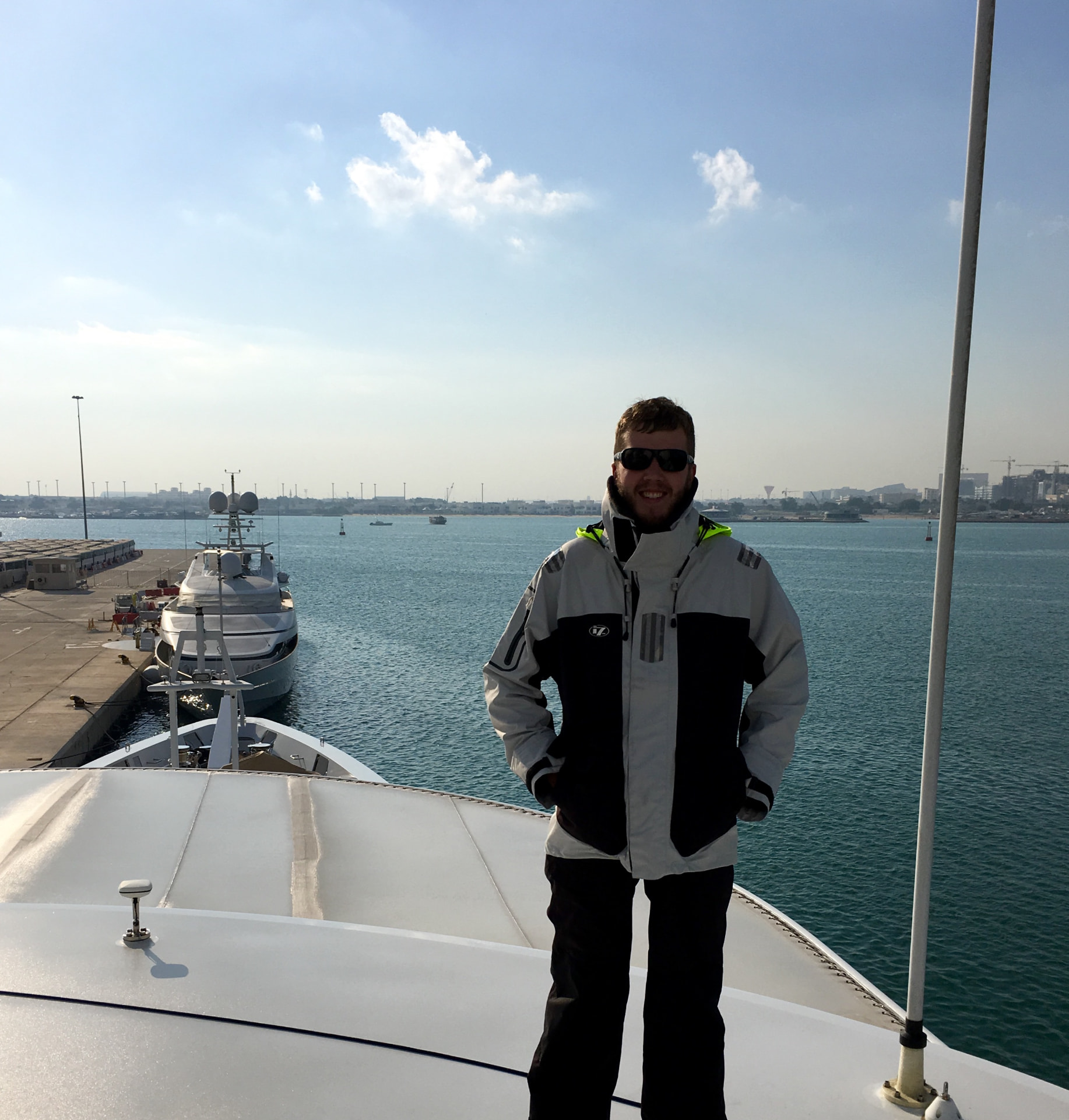 Sam Quick of Sunshine Valets on a yacht deck